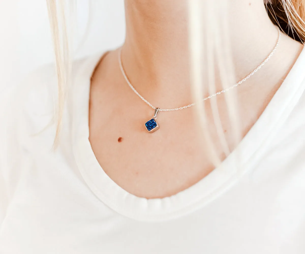Small Diamond Purple Rainbow Druzy 14k Vermeil Necklace