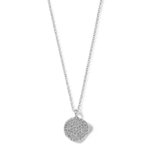 Small Flower Pendant Necklace in Sterling Silver with Diamonds