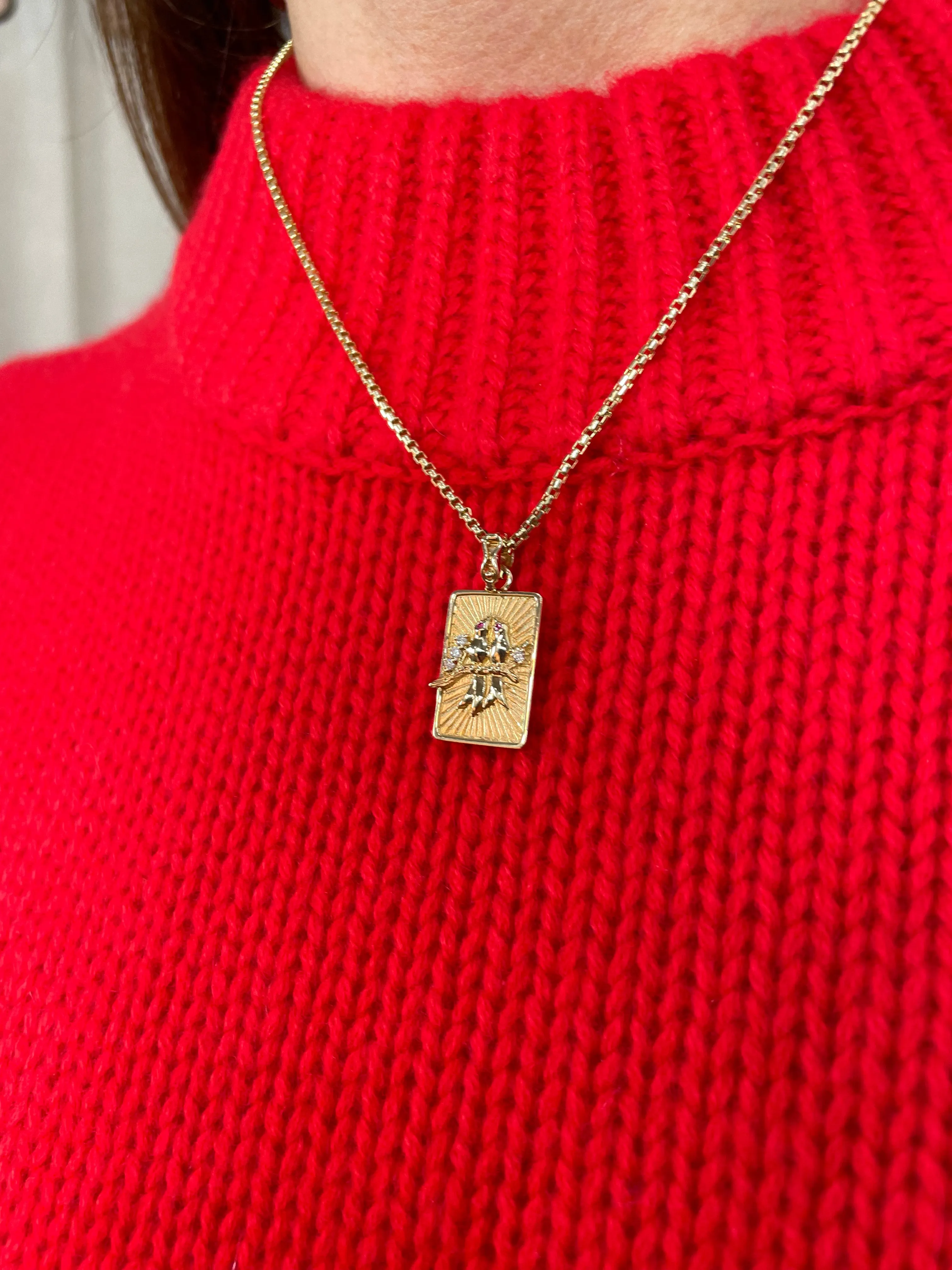 Small Gold Lovebirds Necklace - All Gold on 16” chain