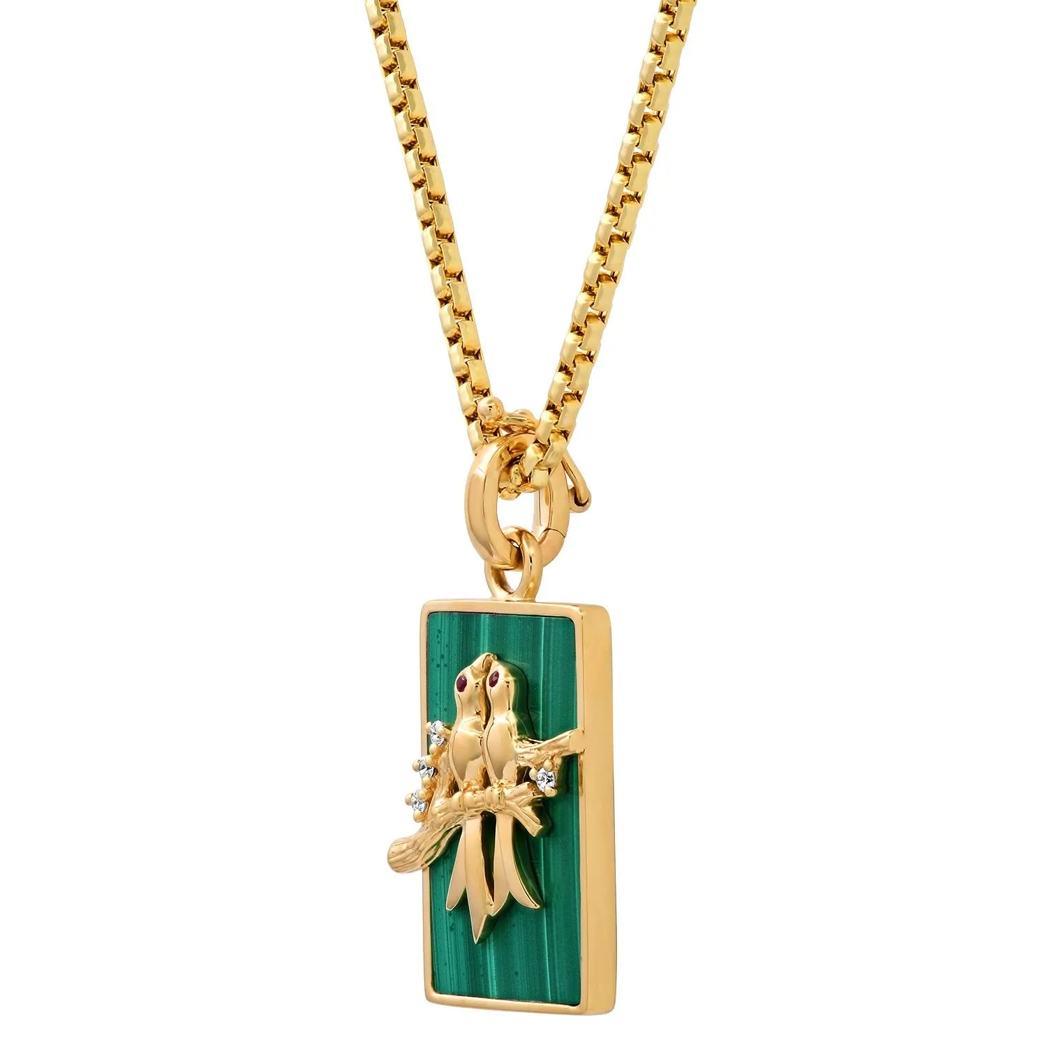 Small Malachite Lovebirds Necklace (By Special Order)