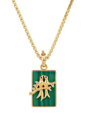 Small Malachite Lovebirds Necklace (By Special Order)