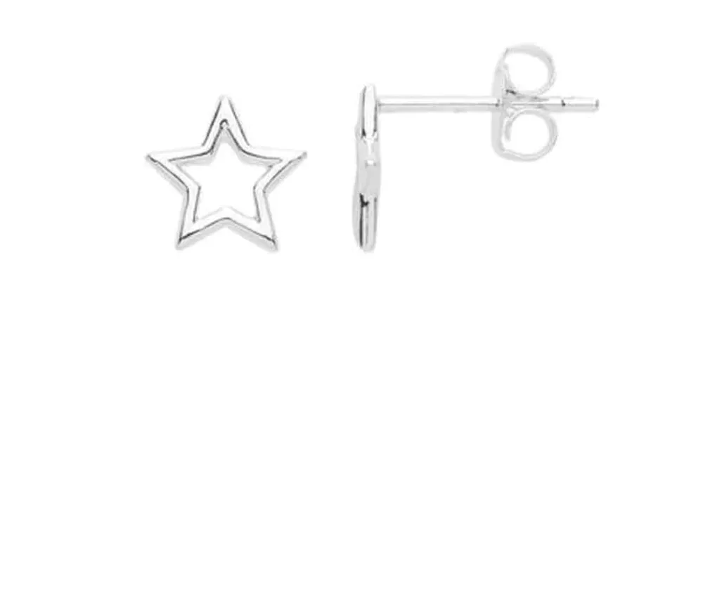 Small Open Star Stud Earrings