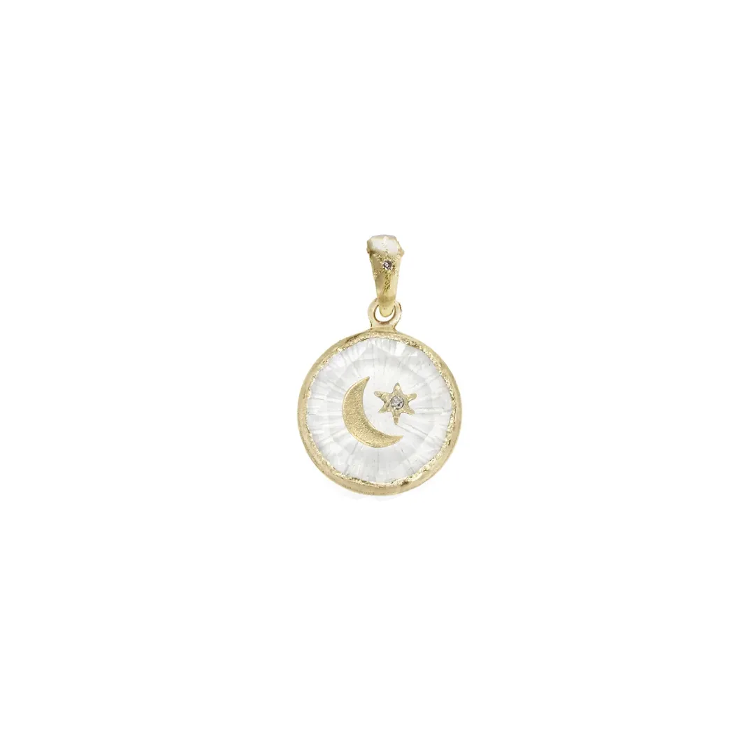 Small Round Amulet - Crescent and Star