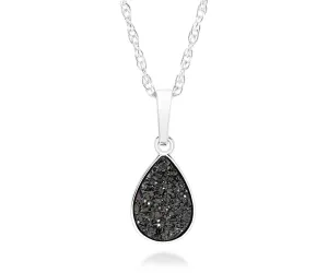Small Teardrop Black Druzy Necklace