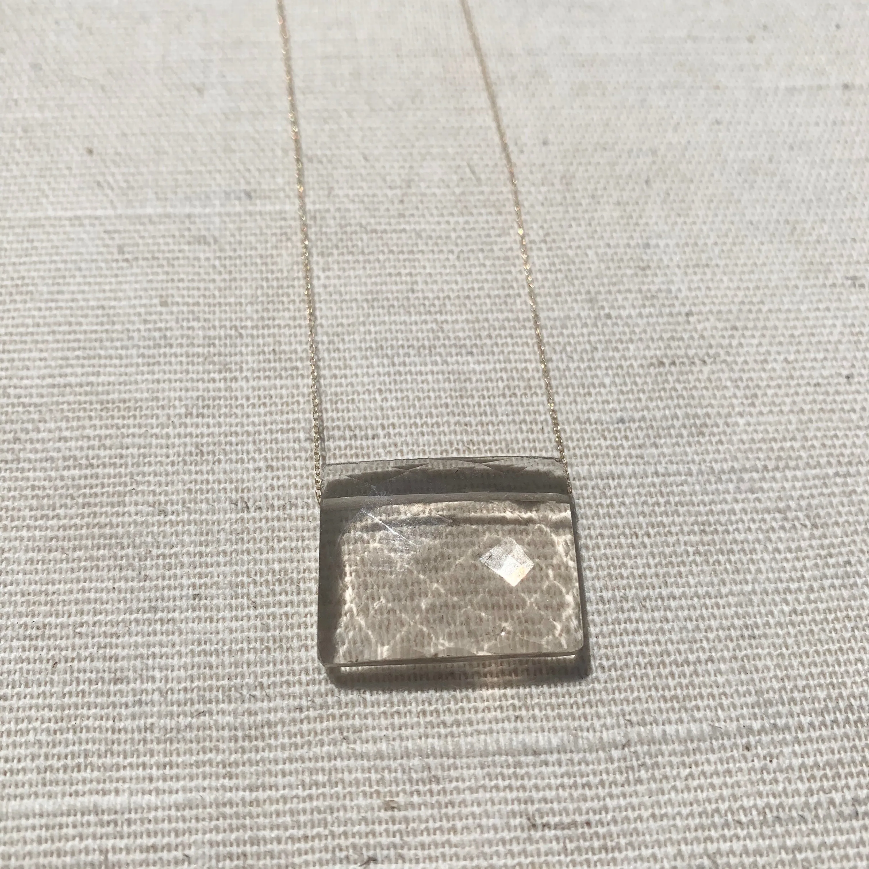 Smokey Quartz Rectangle Gemstone Necklace