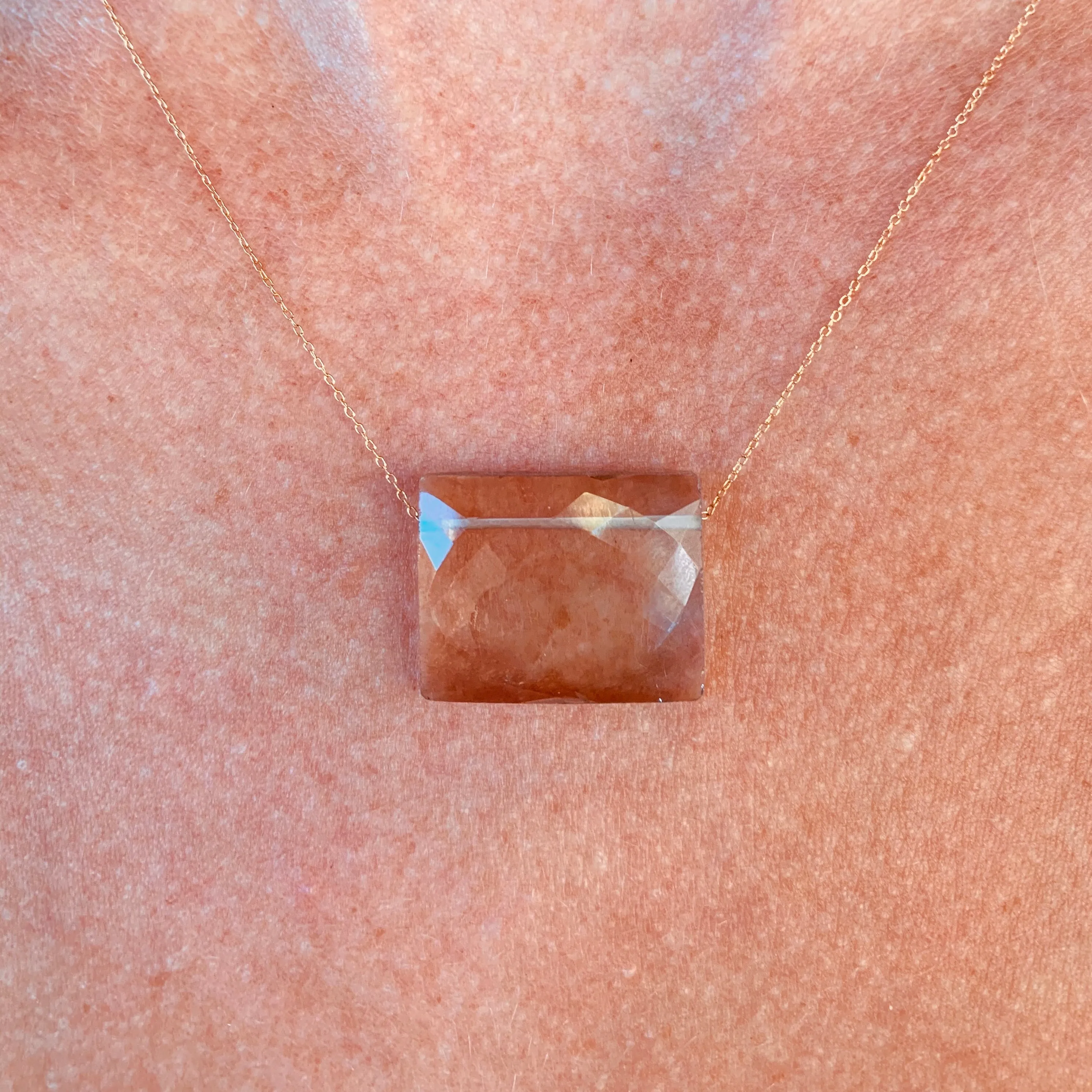 Smokey Quartz Rectangle Gemstone Necklace