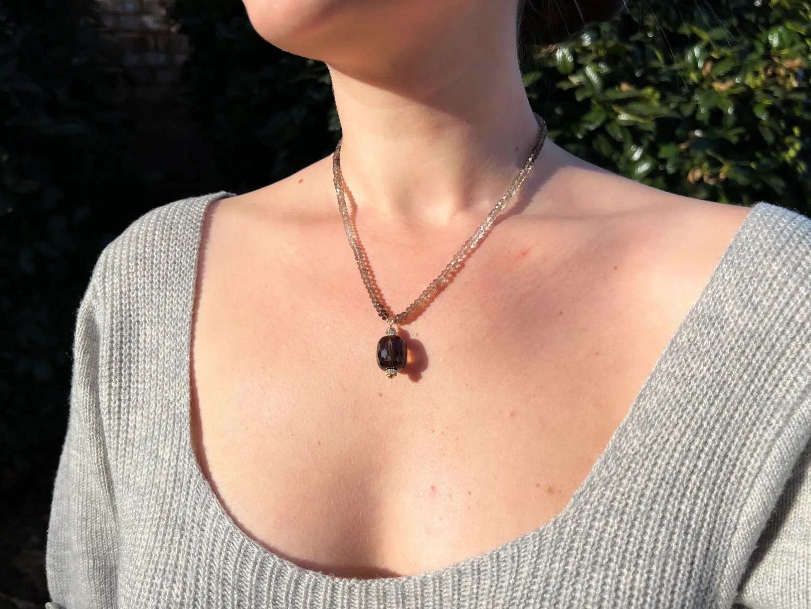 Smoky Quartz Necklace with Smoky Quartz Pendant