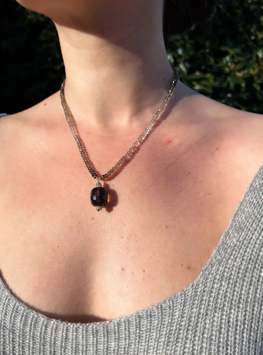 Smoky Quartz Necklace with Smoky Quartz Pendant