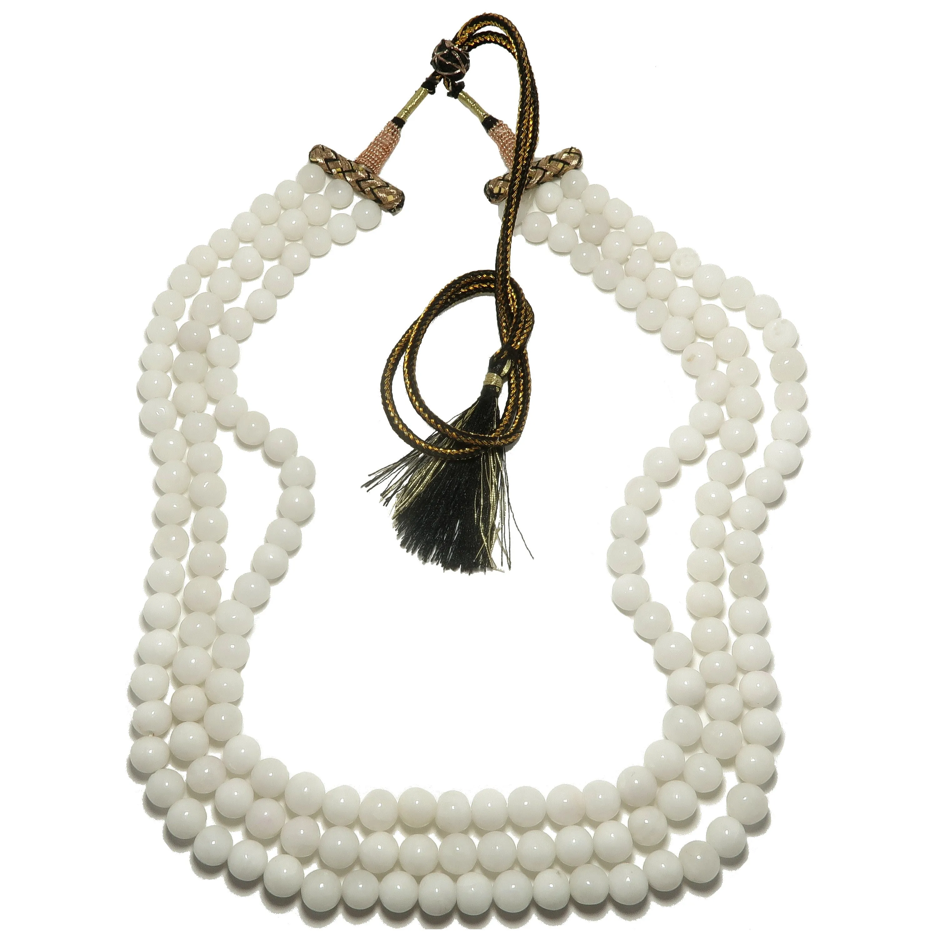 Snow Quartz Necklace Frosty Cool 3-Layer White Beads