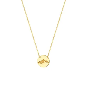 So You Etched Mountain Mini Disc Adjustable Necklace
