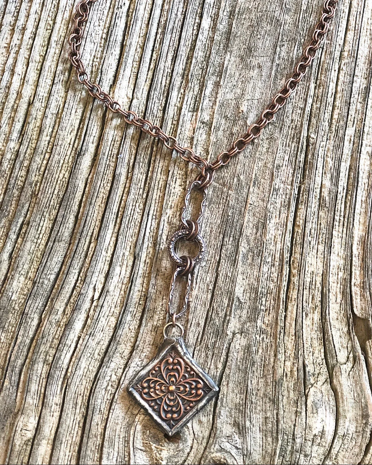 Soldered Dog Wood Flower Pendant Necklace