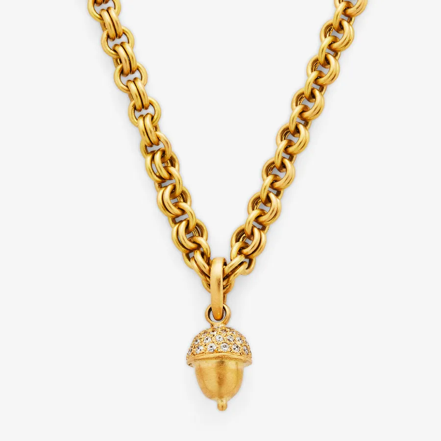 Sonoma Acorn X-Large Diamond Pendant in 20K Peach Gold