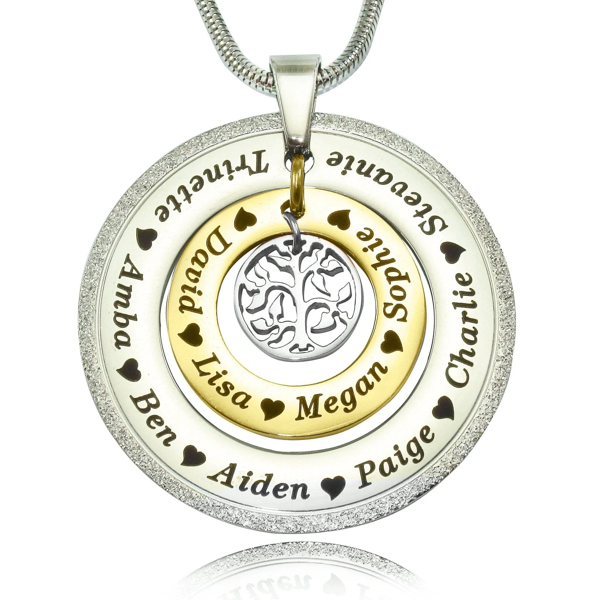 Sparkling Circles of Loved Ones Tree Personalised Necklace