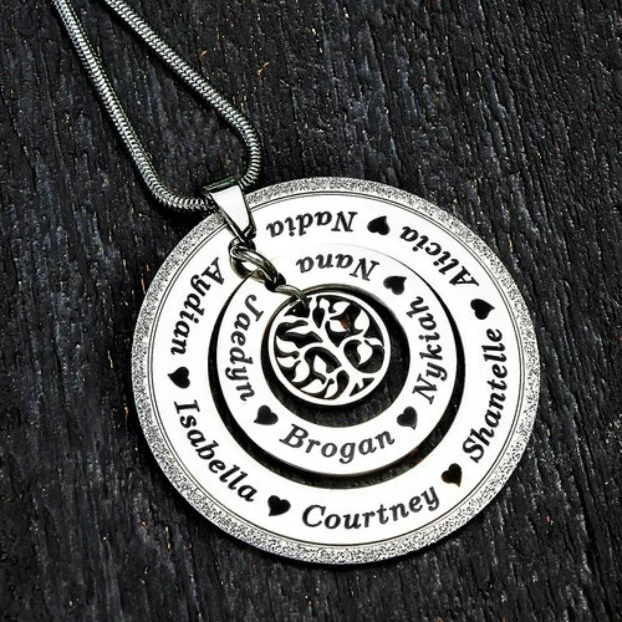 Sparkling Circles of Loved Ones Tree Personalised Necklace