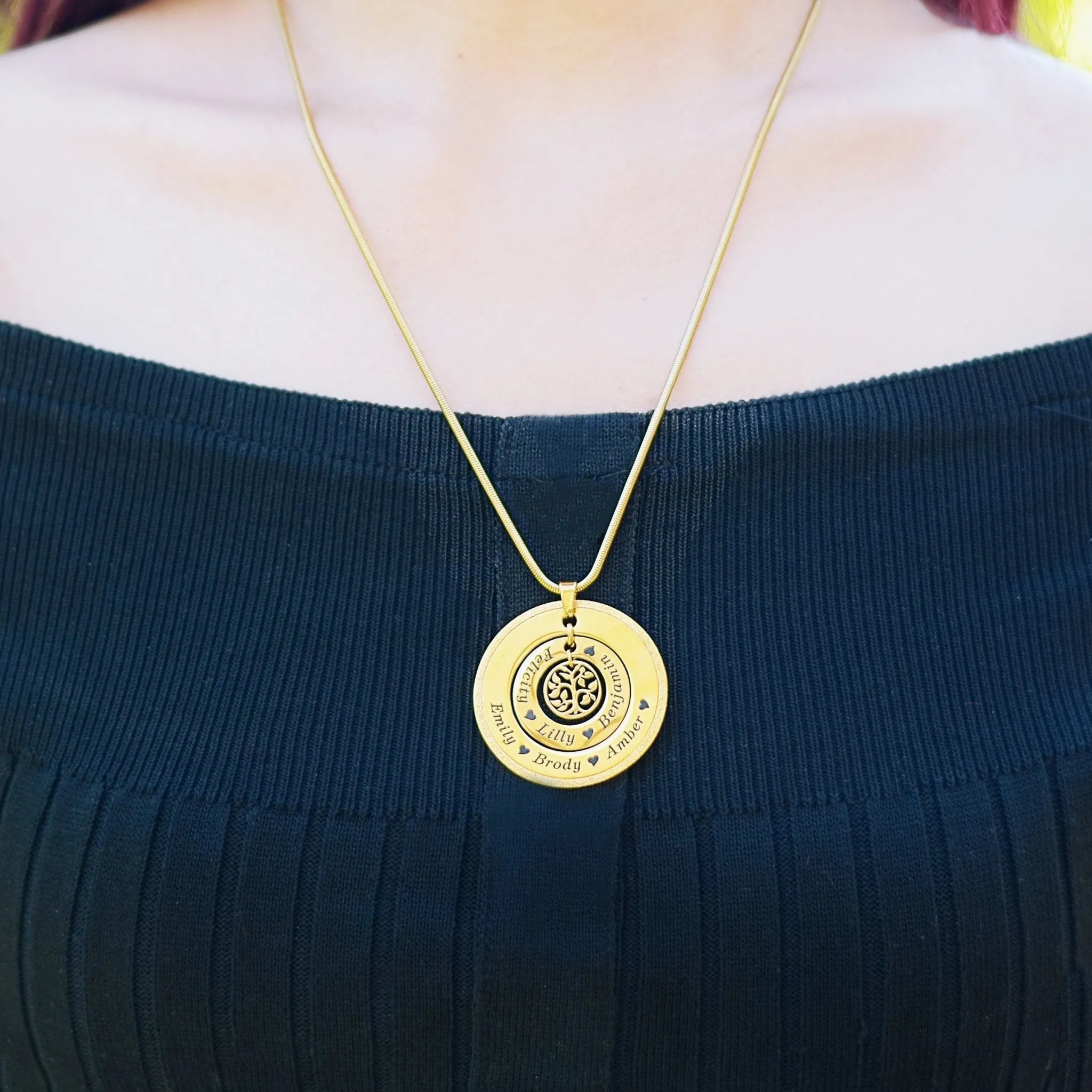 Sparkling Circles of Loved Ones Tree Personalised Necklace