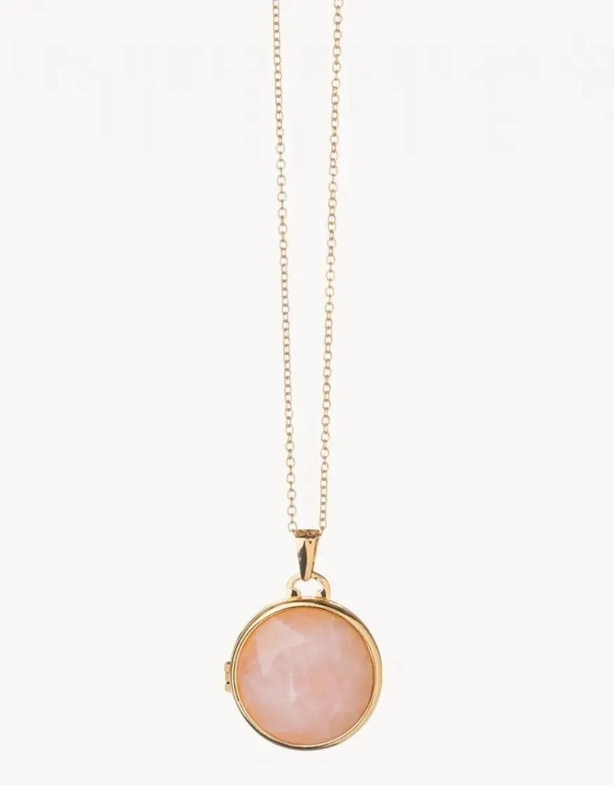 Spartina 449 Round Locket Necklace - Rose Quartz