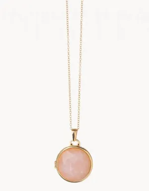 Spartina 449 Round Locket Necklace - Rose Quartz