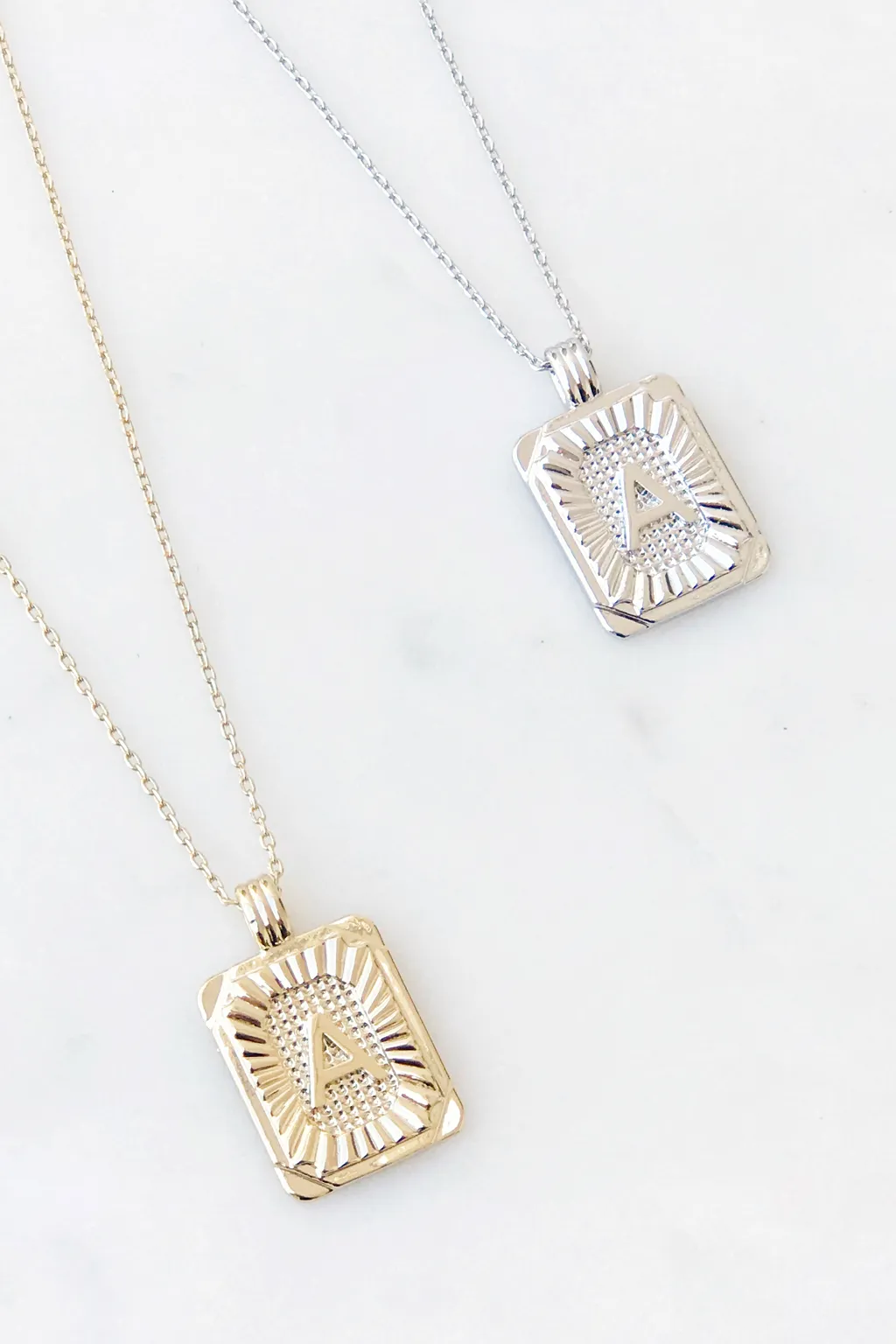 Squared Initial Coin Necklace