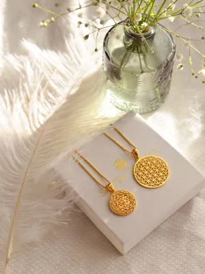 Sri Yantra   Flower of Life Prosperity & Protection Necklace Jewelry Set