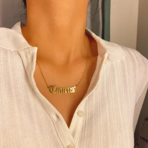 Stainless Steel Constellation Zodiac Astrology Letter Pendant Necklace