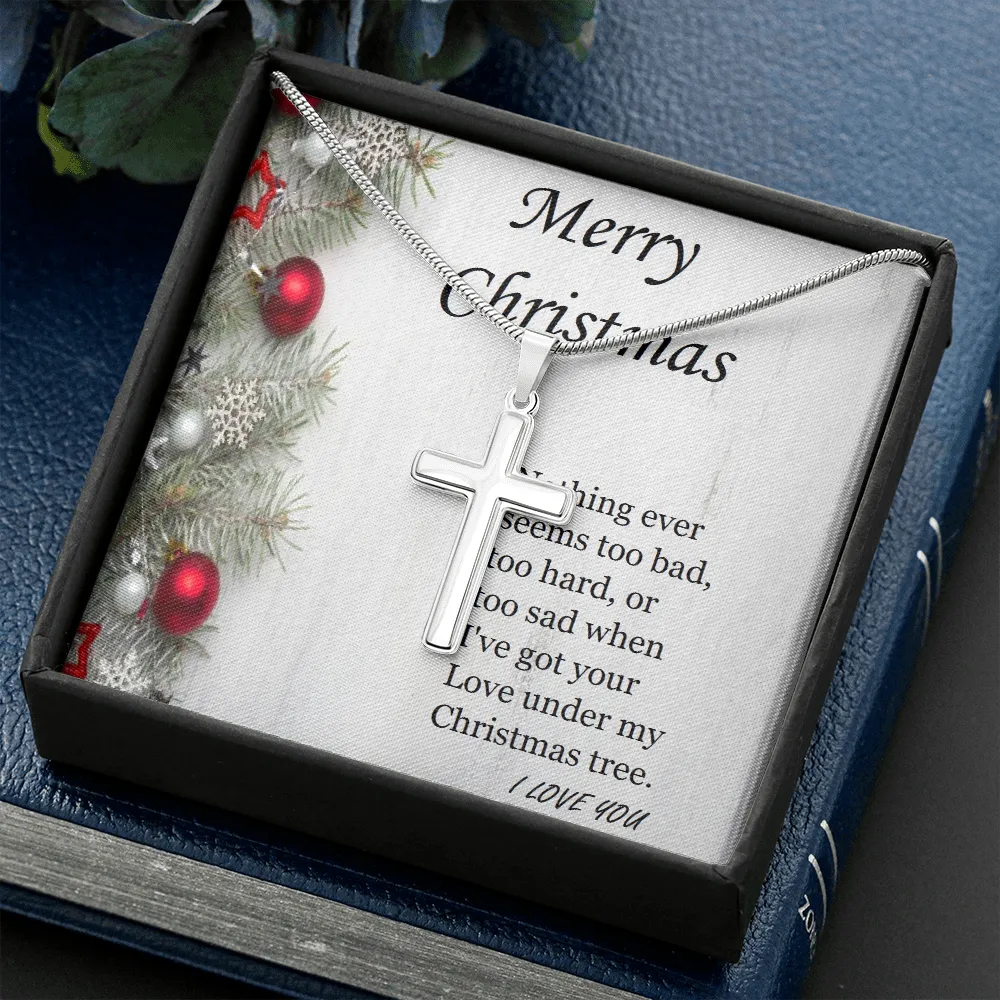 Stainless Steel Cross Necklace, For Her, Friend, for Christmas, Anniversary, Birthday, Valentine's Day, Mother's Day, with Custom Message Card