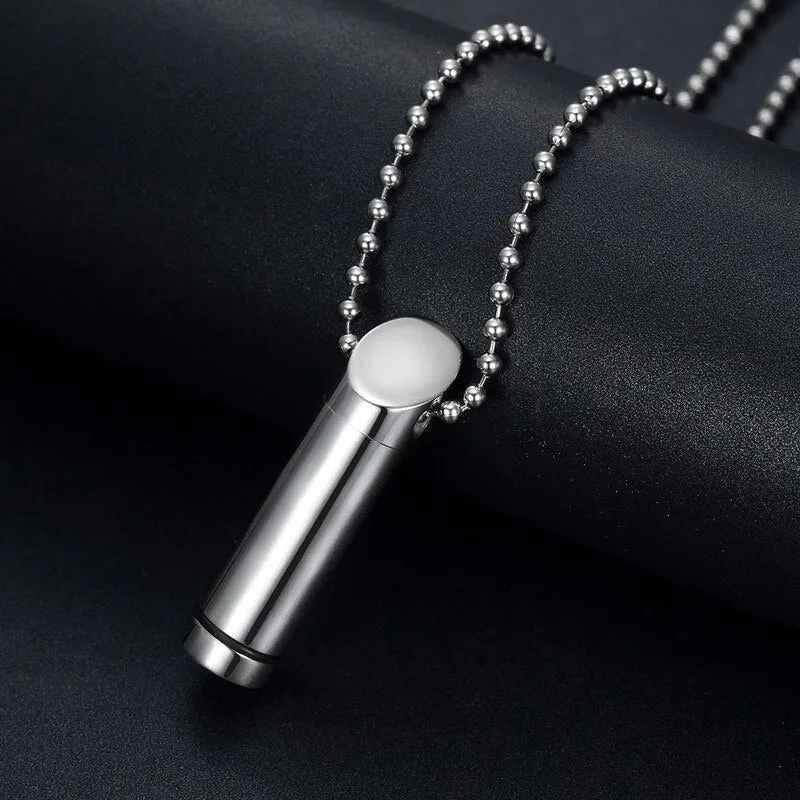Stainless Steel Cylindrical Essential Oil Aromatherapy Necklace