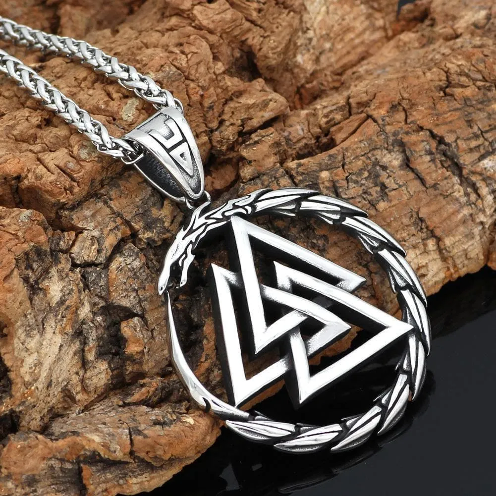 Stainless Steel Jörmungandr Valknut Necklace