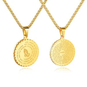 Stainless Steel Mens Religious Round Coin Necklaces