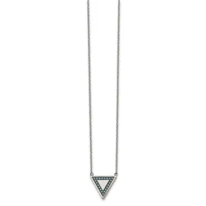 Stainless Steel Polished w/Reconstructed Turquoise w/2in ext. Necklace