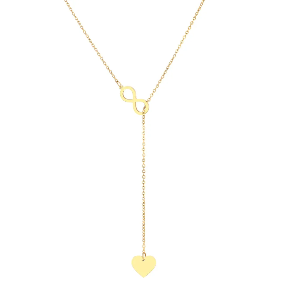 Stainless Steel "8" And Heart Shape Pendant Layered style Necklace For Women