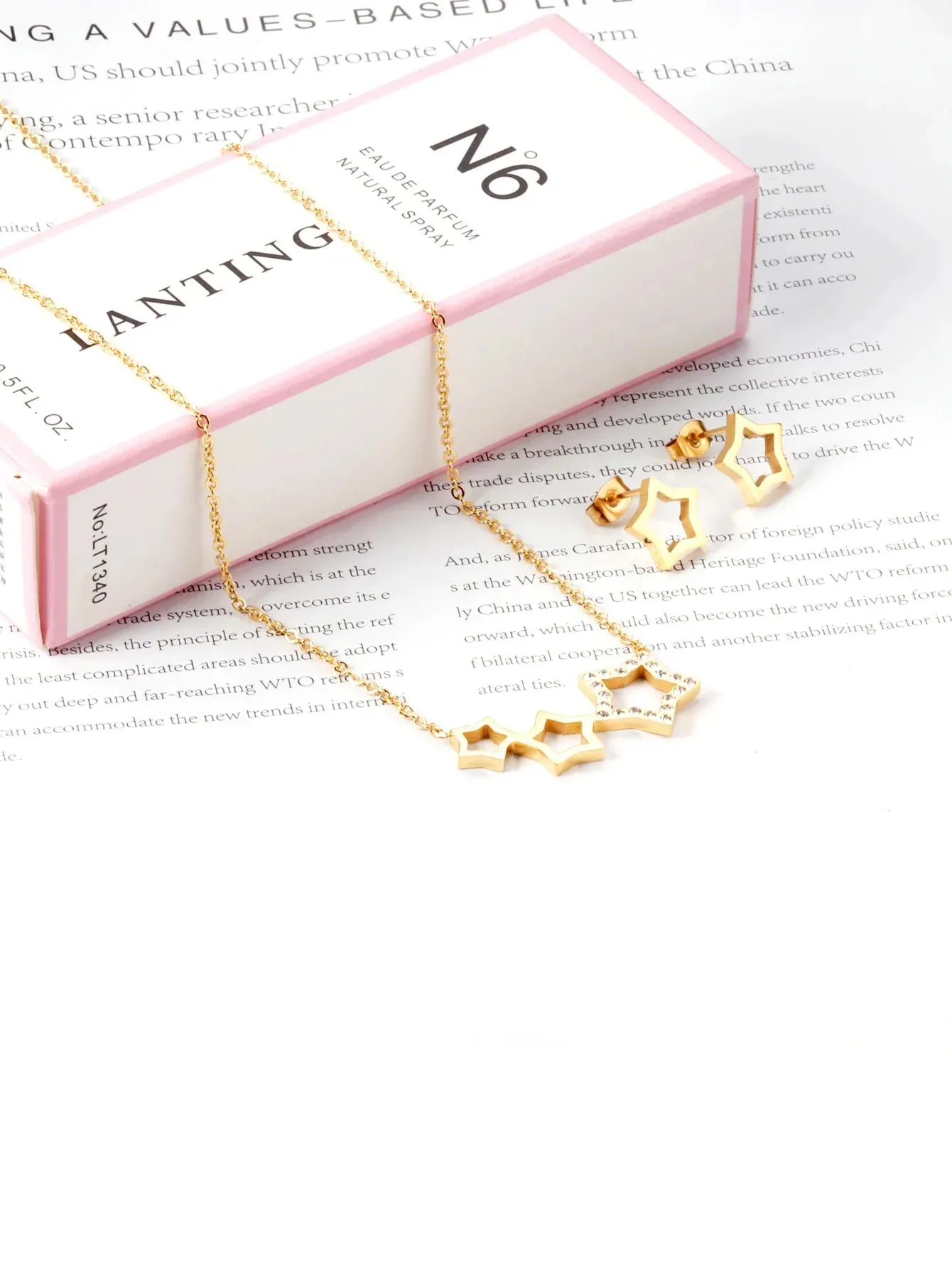 Stainless steel stud earring and necklace jewelry set - FD ⚡