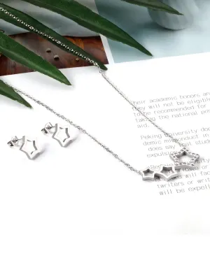 Stainless steel stud earring and necklace jewelry set - FD ⚡