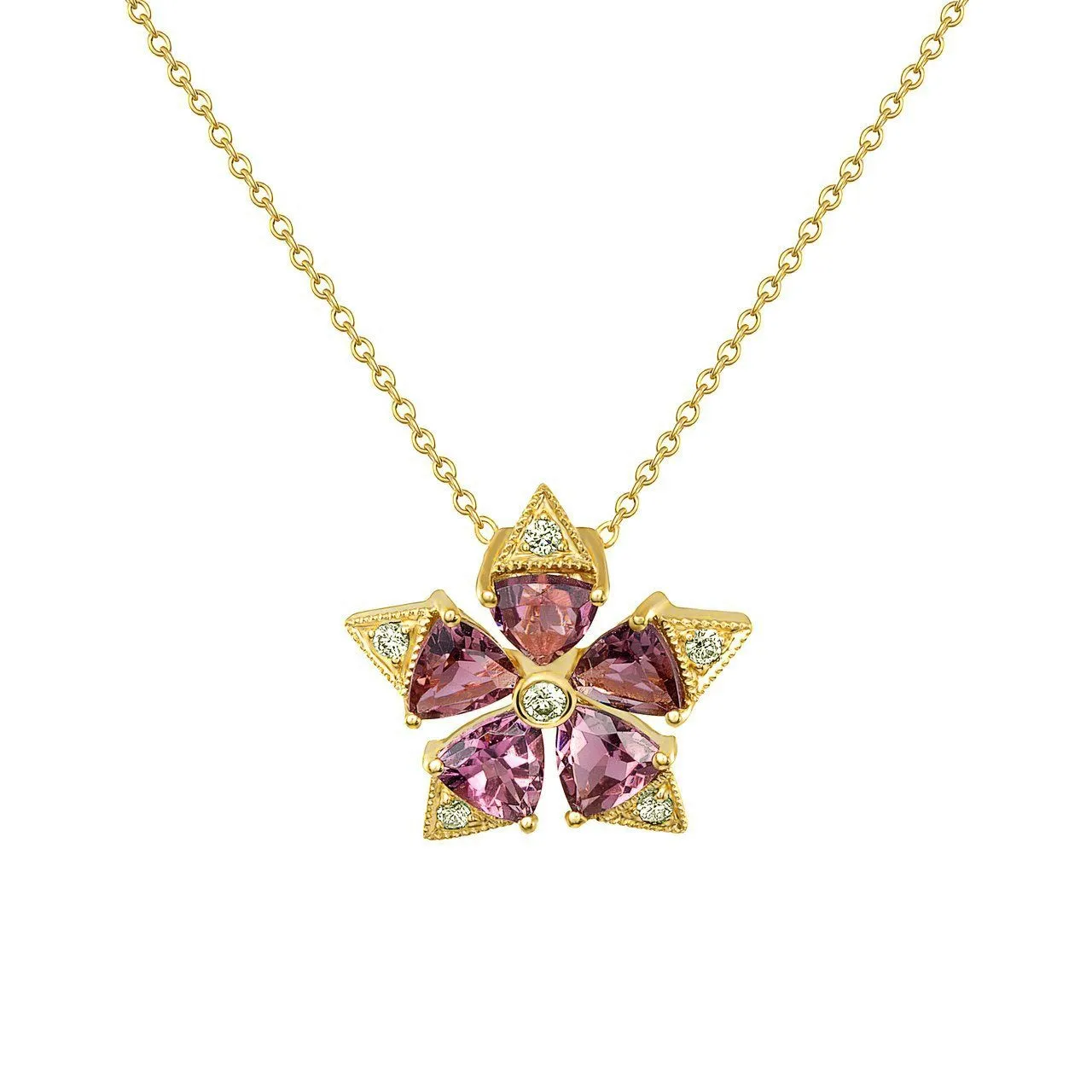 Star Flower Pink Tourmaline Necklace