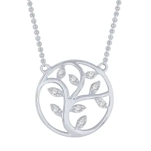 Sterling Silver 0.10Ctw Diamond Tree Of Life Pendant