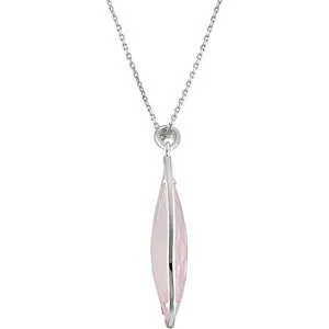 Sterling Silver 30x10mm Rose Quartz 18" Necklace