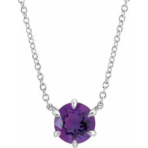 Sterling Silver Amethyst Solitaire 18" Necklace