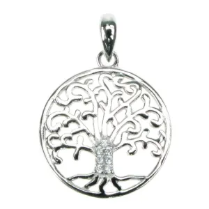 Sterling Silver & Cubic Zirconia Tree of Life Family Pendant Necklace