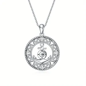 Sterling Silver Anchor Pendant Compass Necklace Celtic Jewelry