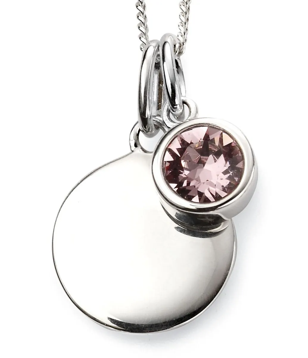 Sterling Silver Birthstone Round Disc Necklace Pendant