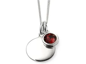 Sterling Silver Birthstone Round Disc Necklace Pendant