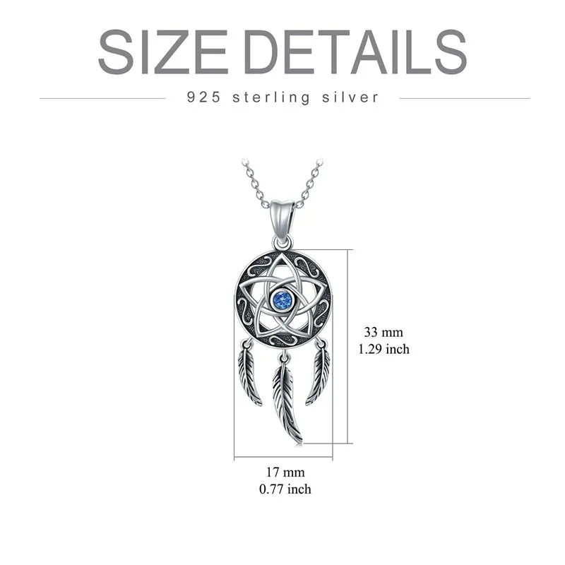 Sterling Silver Dreamcatcher Amulet Pendant Necklace