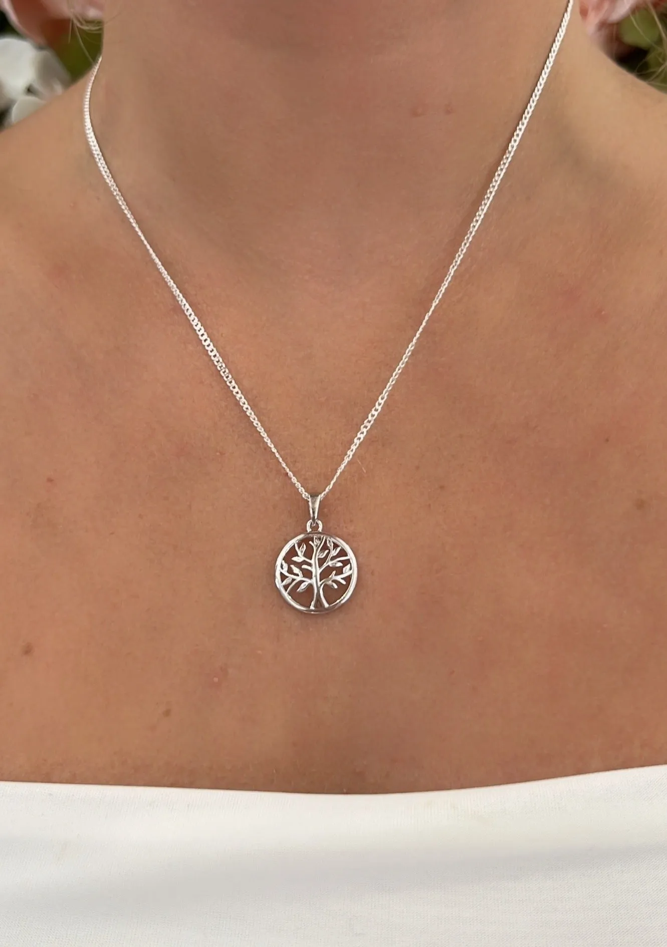 Sterling Silver Family Tree Pendant Necklace