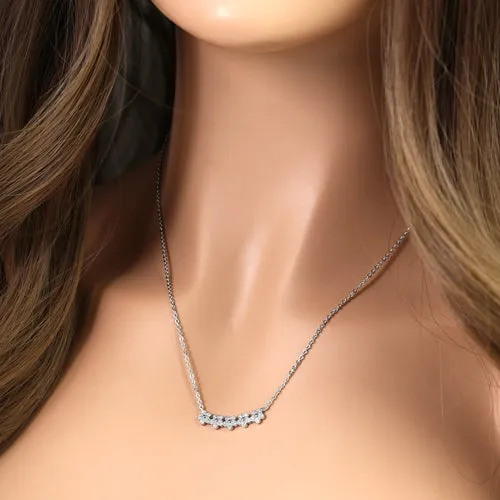 Sterling Silver Flowers CZ Necklace