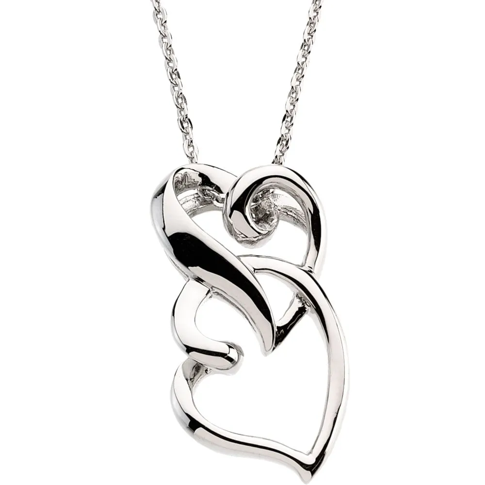 Sterling Silver Friendship Two Hearts Necklace