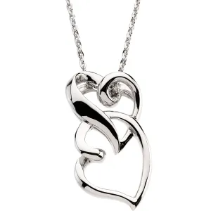 Sterling Silver Friendship Two Hearts Necklace