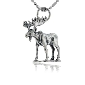Sterling Silver Full Body Moose Pendant / Charm