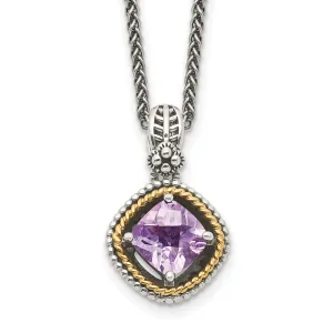 Sterling Silver Gold Pk Quartz 18 Necklace