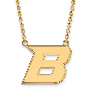 Sterling Silver Gold-plated Boise State University Letter B Large Pendant 18 inch Necklace