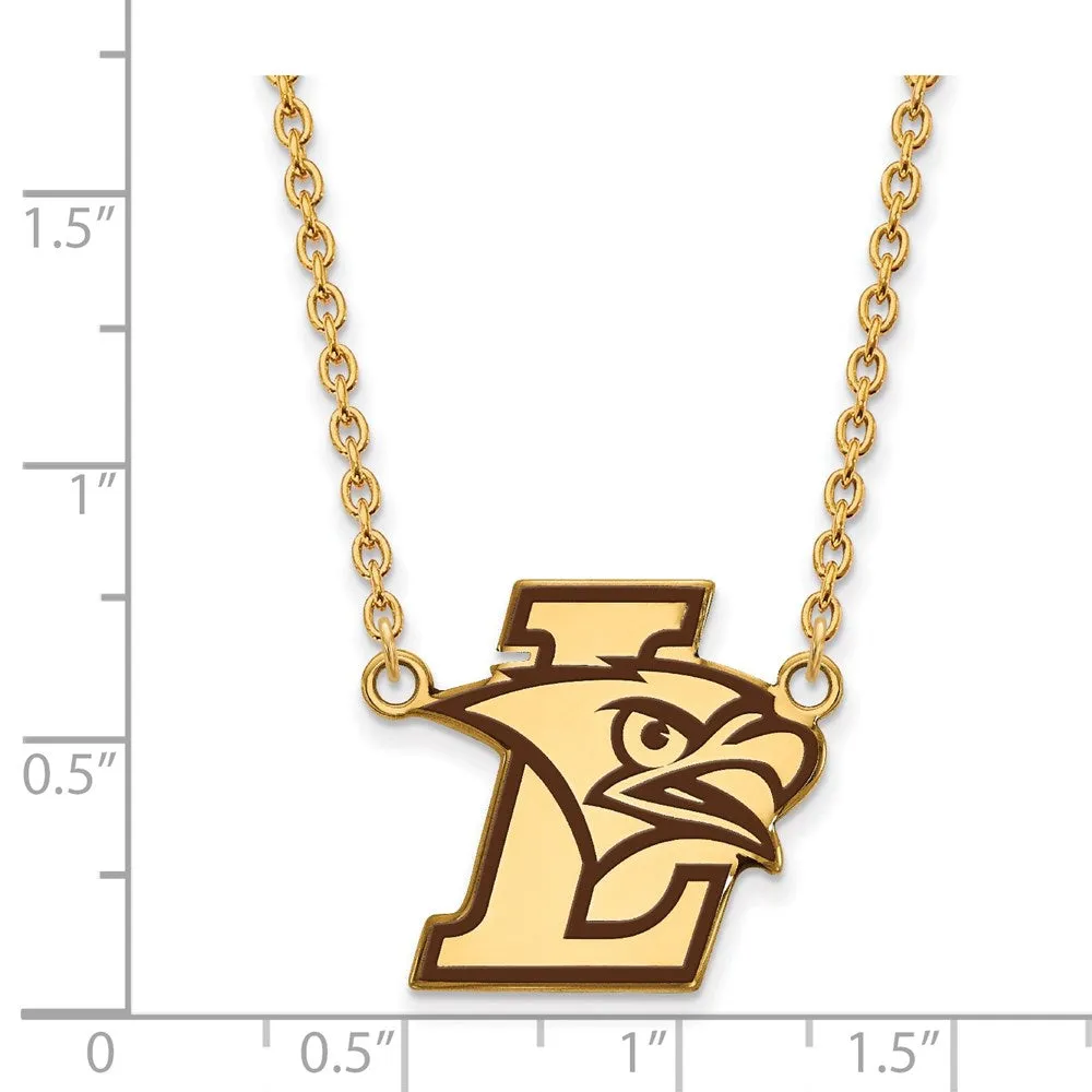 Sterling Silver Gold-plated Lehigh University Large Enameled Pendant 18 inch Necklace