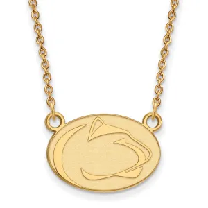 Sterling Silver Gold-plated Penn State University Lion Small Pendant 18 inch Necklace